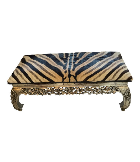 SHABBY SHIC Ottoman in Zebra Hide