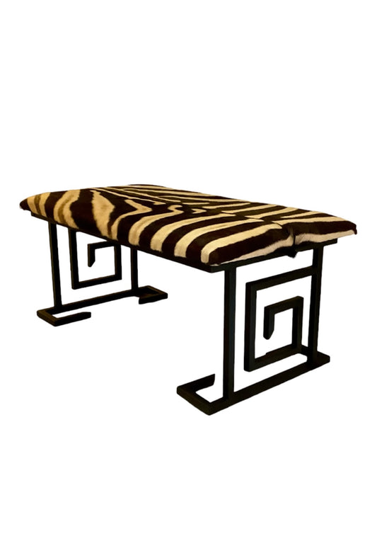 TSWANA Ottoman in Zebra Hide on steel frame